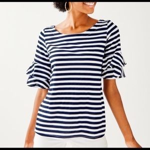 Lilly Pulitzer lula top safari stripe navy/white